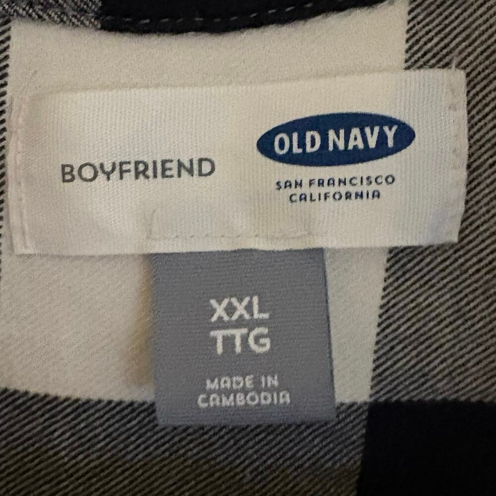Old Navy Flannel Top Shirt Black & White Checkered Country Woman’s  XXL Cotton - Picture 5 of 8